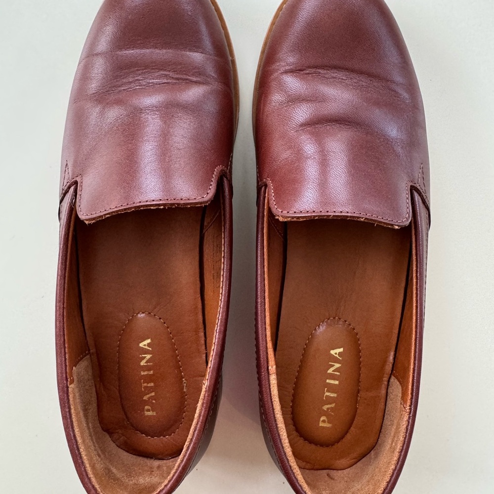Patina Women's Leather Slip-On Loafers in Burgundy